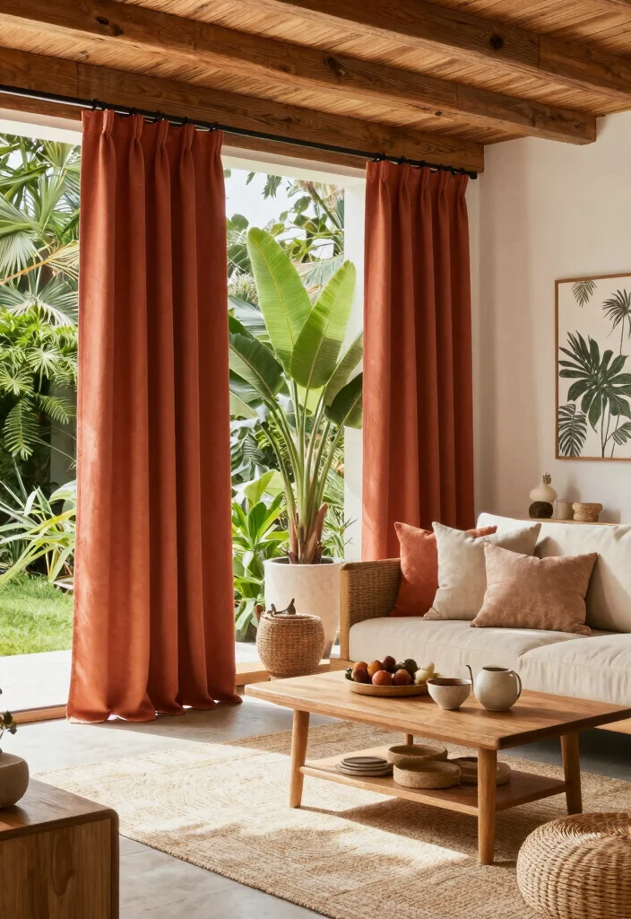 15 Terracotta Curtains Living Room Ideas With Warm Tones 63 15 Terracotta Curtains Living Room Ideas With Warm Tones - 13. Outdoor-Inspired Living Room 1