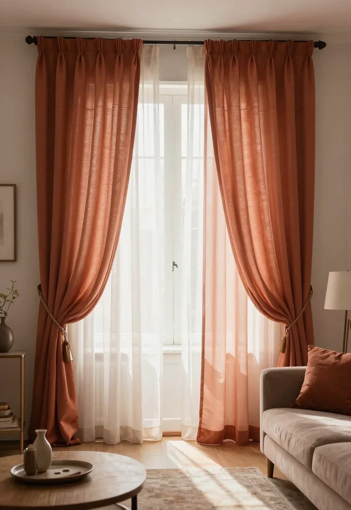 15 Terracotta Curtains Living Room Ideas With Warm Tones 64 15 Terracotta Curtains Living Room Ideas With Warm Tones - 14. Layered Curtains for Depth 1