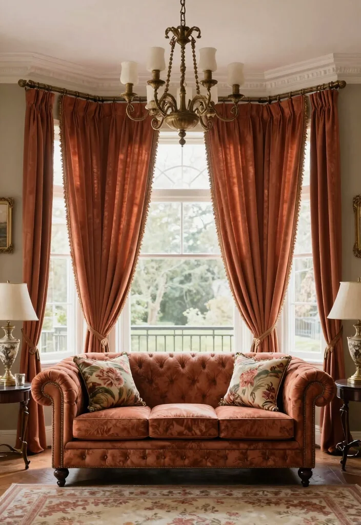 15 Terracotta Curtains Living Room Ideas With Warm Tones 28 15 Terracotta Curtains Living Room Ideas With Warm Tones - 8. Vintage Elegance with Terracotta 1