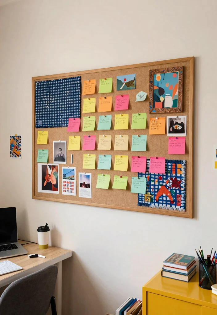 15 Wall Decor Dorm Ideas That Personalize Small Spaces - 14. Artistic Bulletin Boards 1