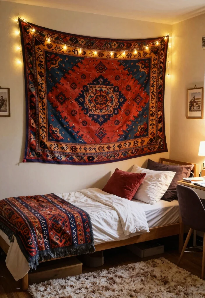 15 Wall Decor Dorm Ideas That Personalize Small Spaces - 4. Tapestry Magic 1