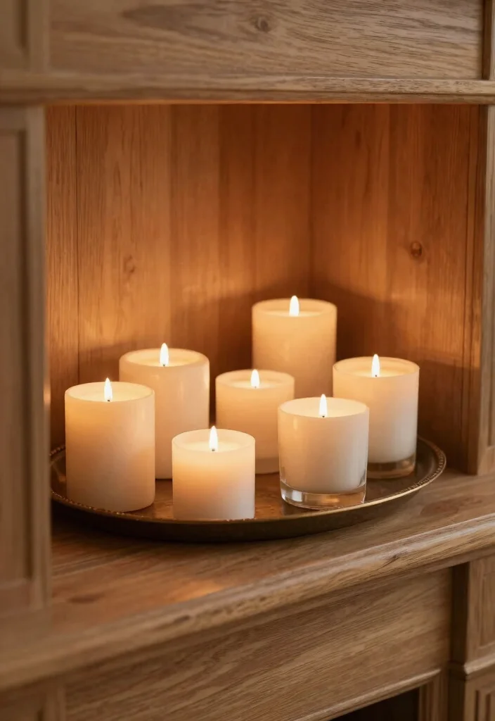 15 Wood Mantel Shelf Ideas That Add Rustic Charm - 14. Cozy Candle Nook 1