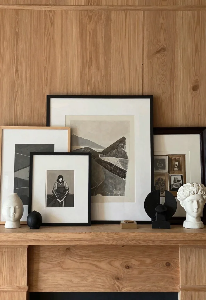 15 Wood Mantel Shelf Ideas That Add Rustic Charm - 7. Artistic Expression 1