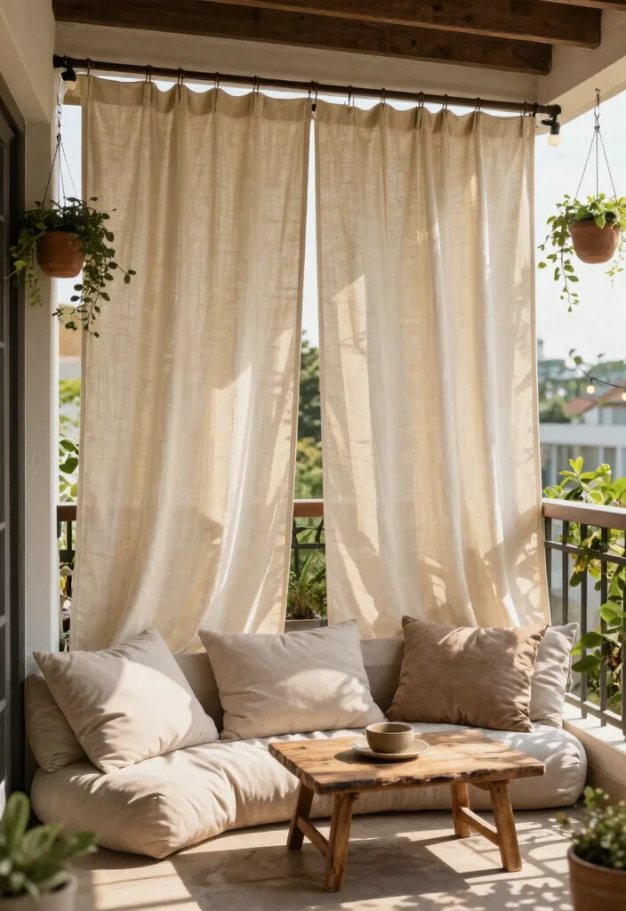 16 Balcony Door Curtains Ideas That Flow Beautifully - 12. Canvas Drop Cloth Curtains 1
