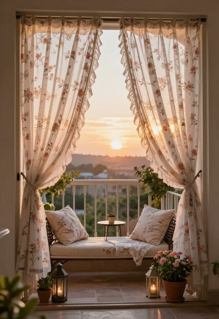 16 Balcony Door Curtains Ideas That Flow Beautifully - 4. Sheer Floral Drapes 1