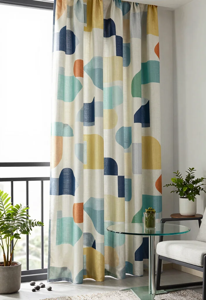 16 Balcony Door Curtains Ideas That Flow Beautifully - 8. Geometric Patterns 1