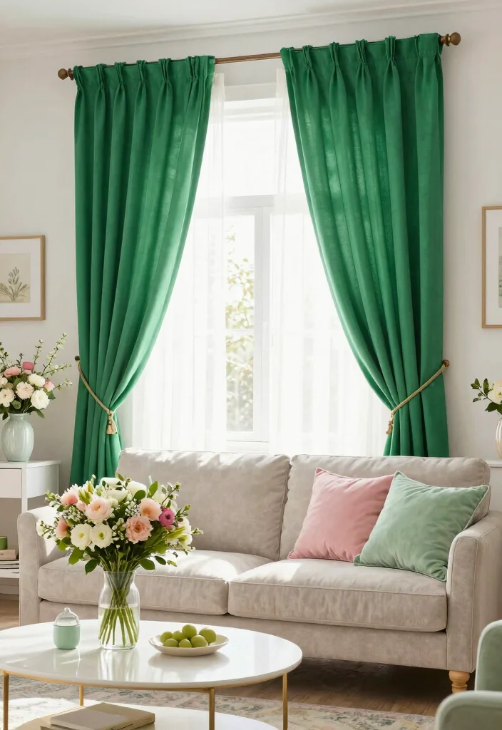 16 Emerald Green Curtains Ideas That Make a Statement 50 16 Emerald Green Curtains Ideas That Make a Statement - 10. Seasonal Decor 1