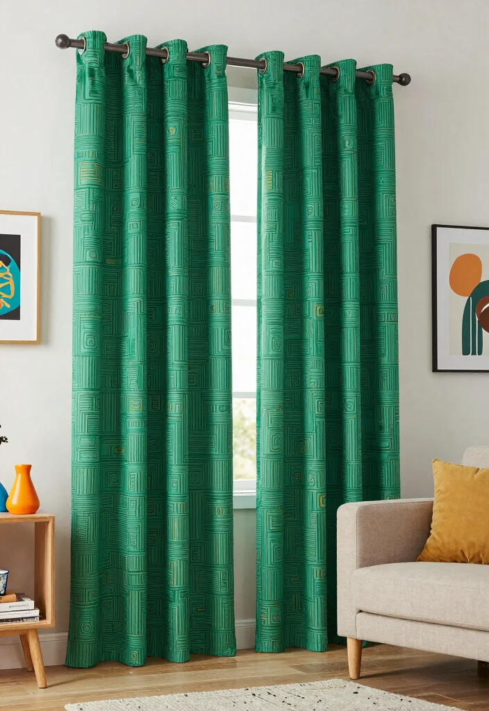 16 Emerald Green Curtains Ideas That Make a Statement 52 16 Emerald Green Curtains Ideas That Make a Statement - 12. Artistic Patterns 1