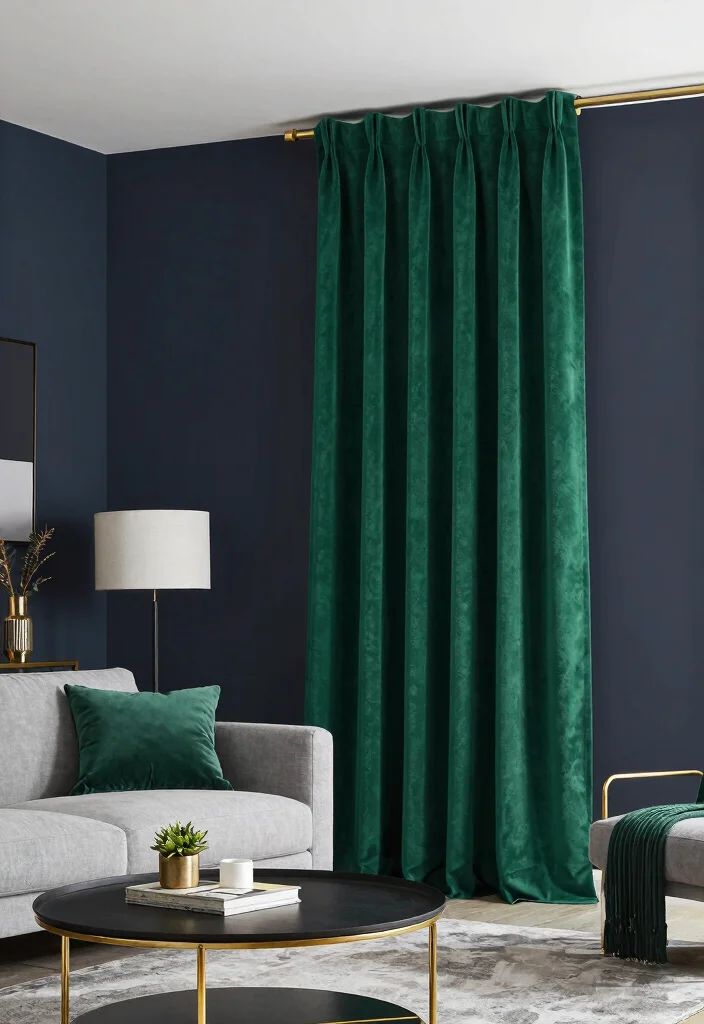 16 Emerald Green Curtains Ideas That Make a Statement 53 16 Emerald Green Curtains Ideas That Make a Statement - 13. Combining with Dark Colors 1