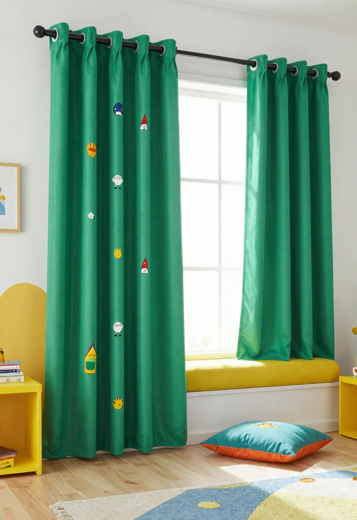 16 Emerald Green Curtains Ideas That Make a Statement 54 16 Emerald Green Curtains Ideas That Make a Statement - 14. Child-Friendly Spaces 1