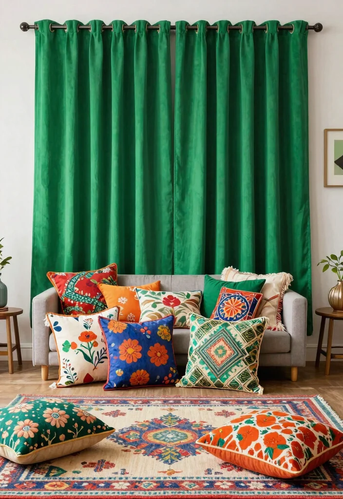 16 Emerald Green Curtains Ideas That Make a Statement 66 16 Emerald Green Curtains Ideas That Make a Statement - 16. Mixing Patterns 1