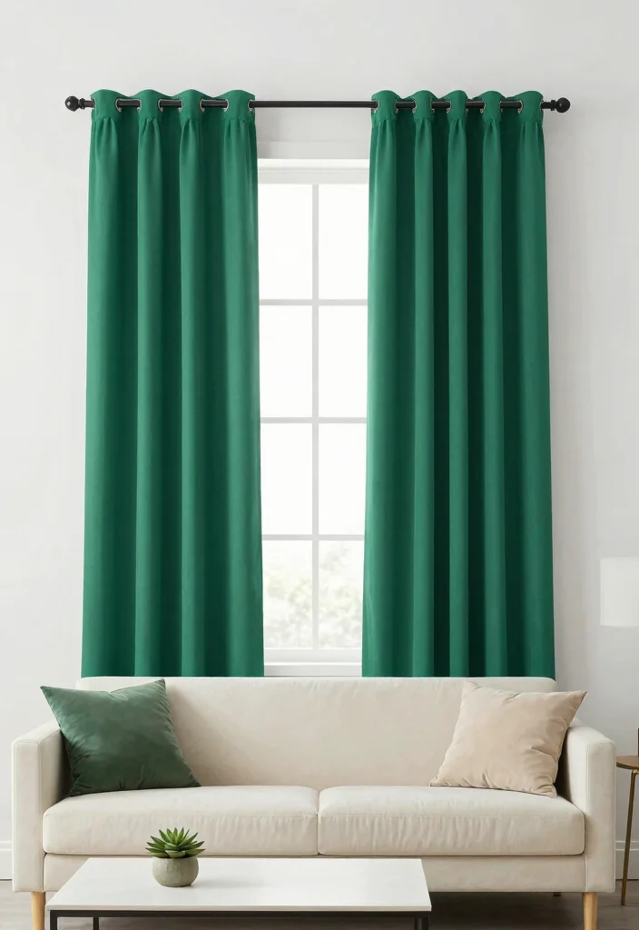 16 Emerald Green Curtains Ideas That Make a Statement 35 16 Emerald Green Curtains Ideas That Make a Statement - 5. Minimalist Appeal 1