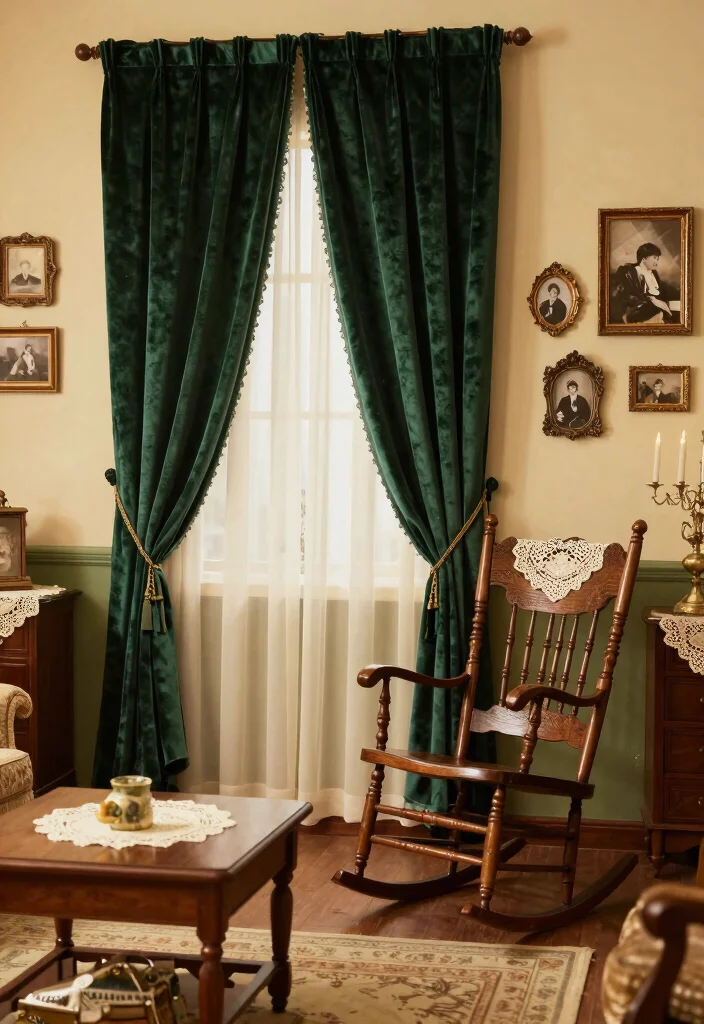 16 Emerald Green Curtains Ideas That Make a Statement 36 16 Emerald Green Curtains Ideas That Make a Statement - 6. Vintage Charm 1