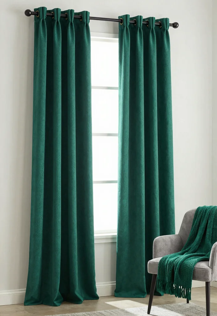 16 Emerald Green Curtains Ideas That Make a Statement 49 16 Emerald Green Curtains Ideas That Make a Statement - 9. Custom Drapery 1