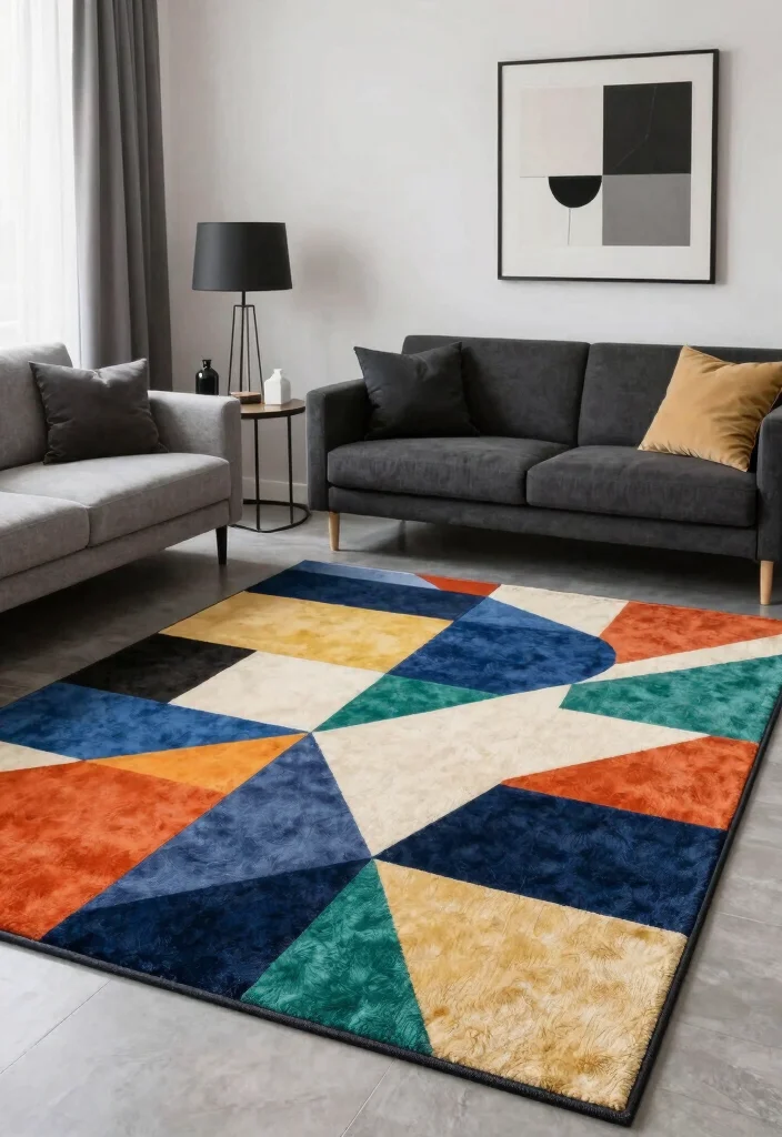 16 Modern Rug Texture Ideas That Elevate Any Room 51 16 Modern Rug Texture Ideas That Elevate Any Room - 11. Geometric Delight 1