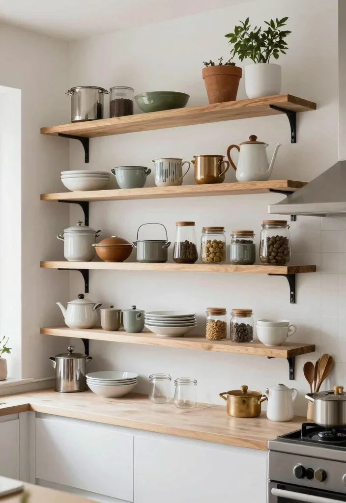 16 Open Shelf Kitchen Ideas That Feel Airy & Organized - 10. Layered Open Shelves 1
