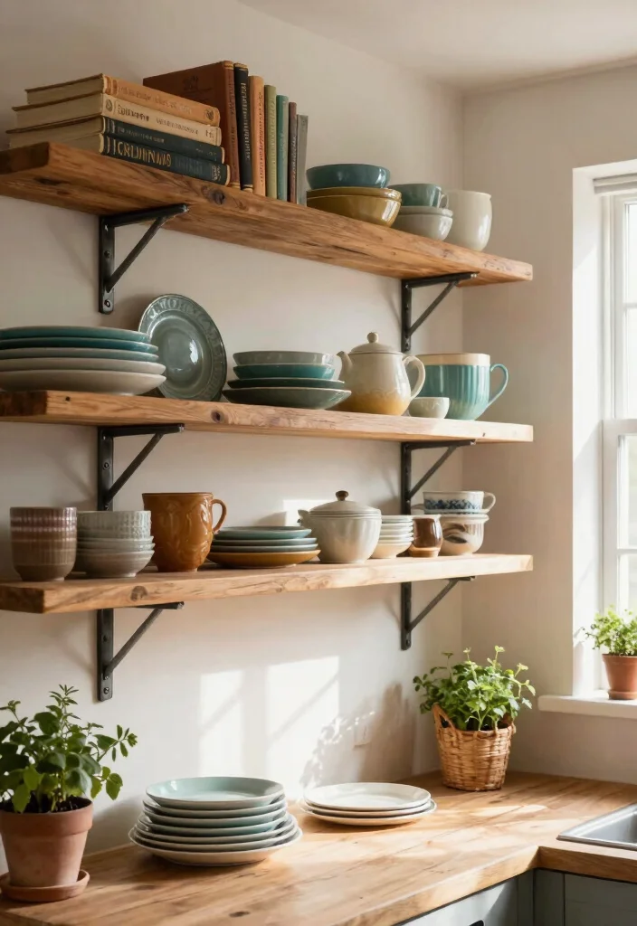 16 Open Shelf Kitchen Ideas That Feel Airy & Organized - 2. Rustic Wooden Shelves 1