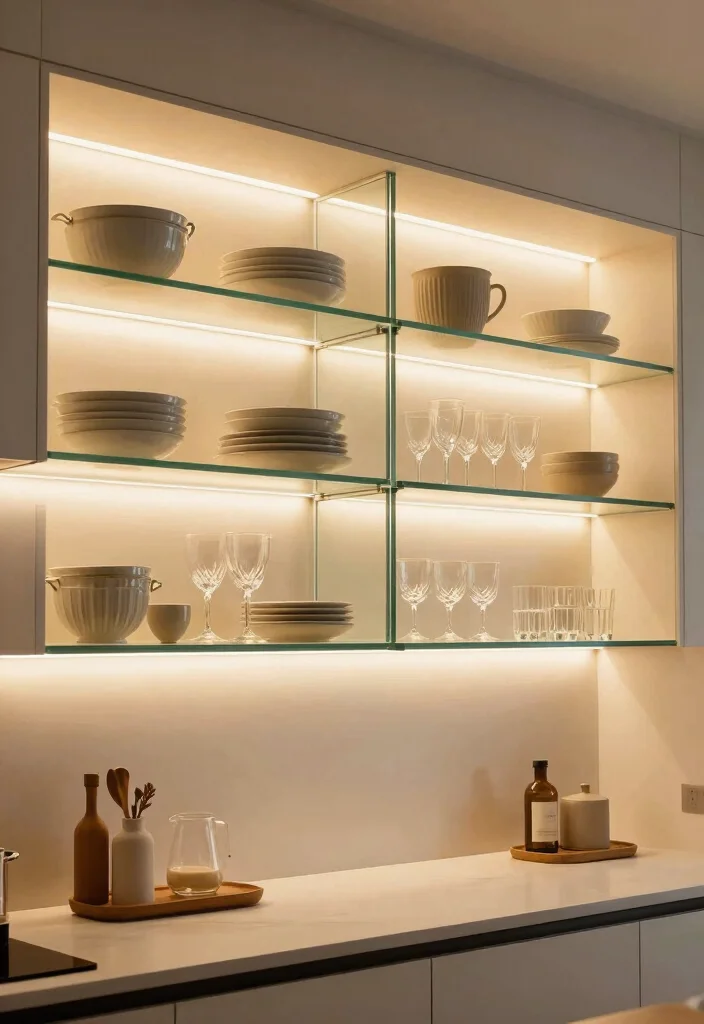 16 Open Shelf Kitchen Ideas That Feel Airy & Organized - 3. Open Shelves with Inbuilt Lighting 1