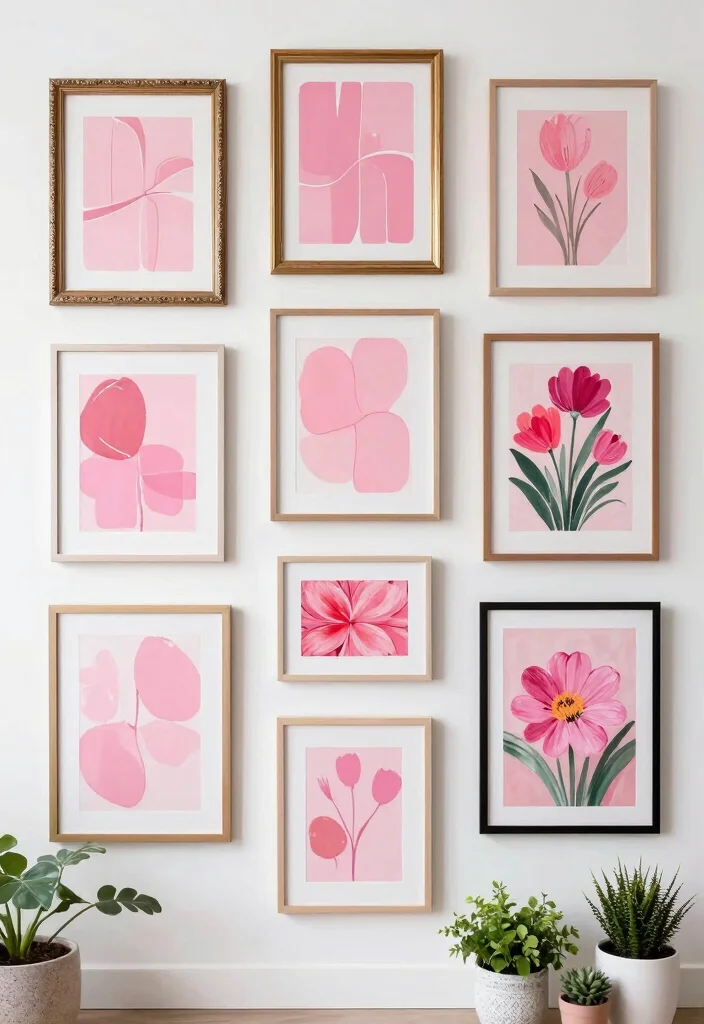16 Pink Wall Decor Ideas That Feel Fun & Feminine - 1. Blush Pink Gallery Wall 1