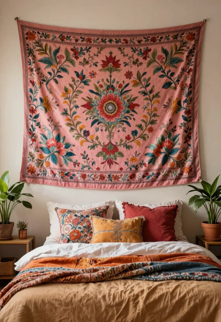 16 Pink Wall Decor Ideas That Feel Fun & Feminine - 10. Whimsical Tapestries 1
