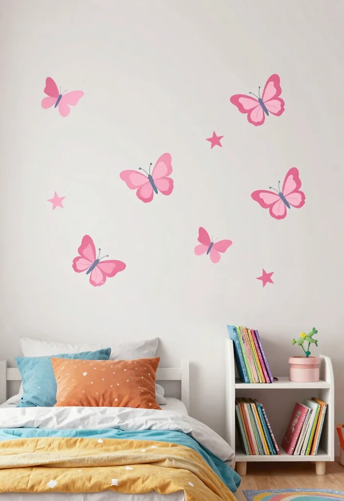 16 Pink Wall Decor Ideas That Feel Fun & Feminine - 5. Whimsical Wall Decals 1