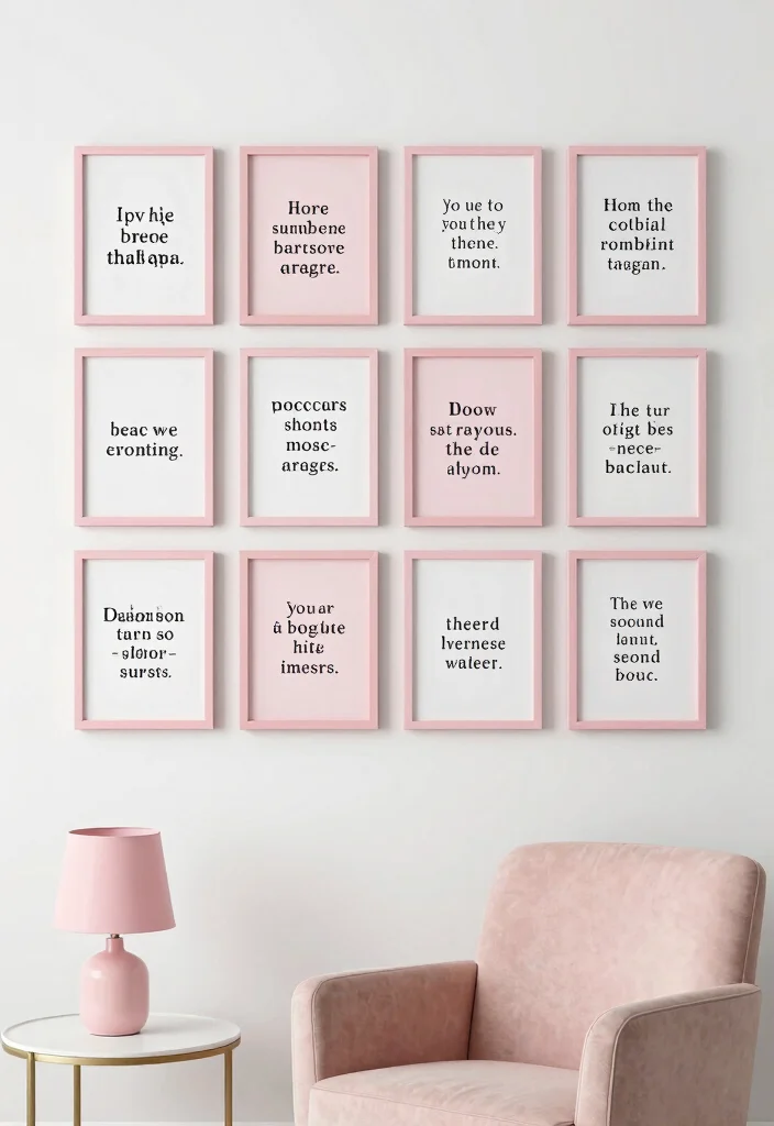 16 Pink Wall Decor Ideas That Feel Fun & Feminine - 6. Pink Framed Quotes 1