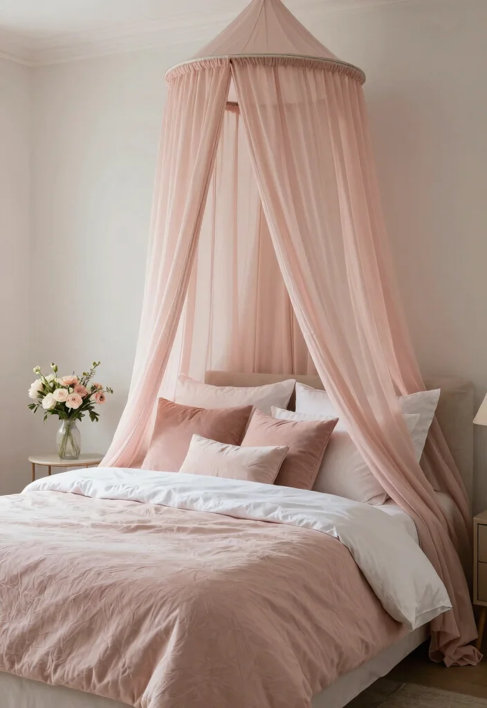 16 Pink Wall Decor Ideas That Feel Fun & Feminine - 8. Textured Blush Canopy 1