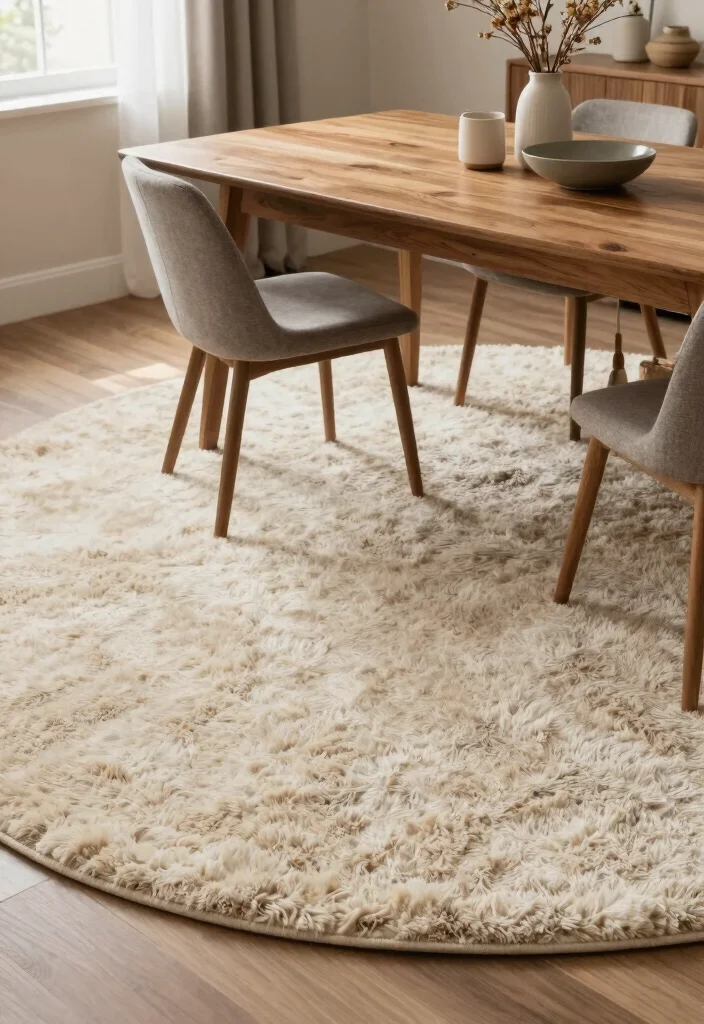 16 Round Dining Room Rug Ideas That Balance Your Space 40 16 Round Dining Room Rug Ideas That Balance Your Space - 10. Textured Wool Wonders 1