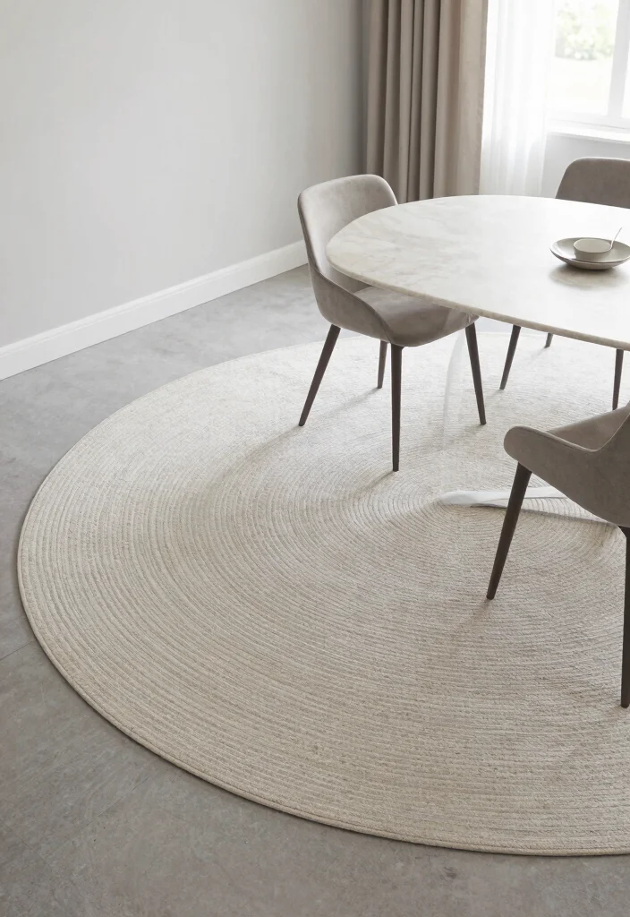 16 Round Dining Room Rug Ideas That Balance Your Space 43 16 Round Dining Room Rug Ideas That Balance Your Space - 13. Subtle Textured Patterns 1