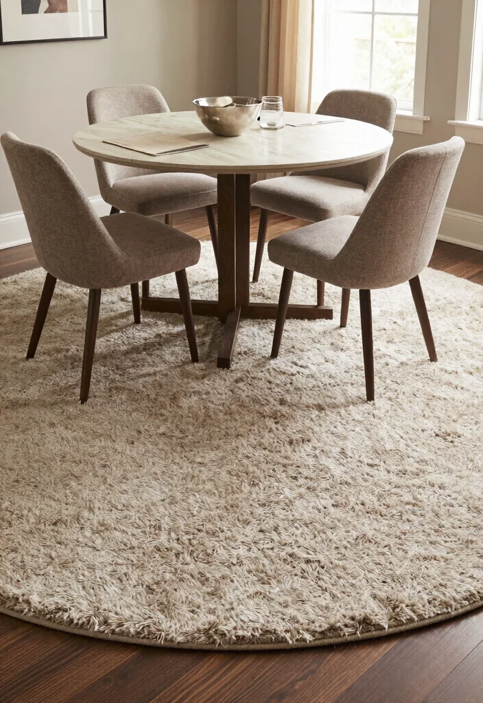 16 Round Dining Room Rug Ideas That Balance Your Space 55 16 Round Dining Room Rug Ideas That Balance Your Space - 15. Luxe Shaggy Rugs 1
