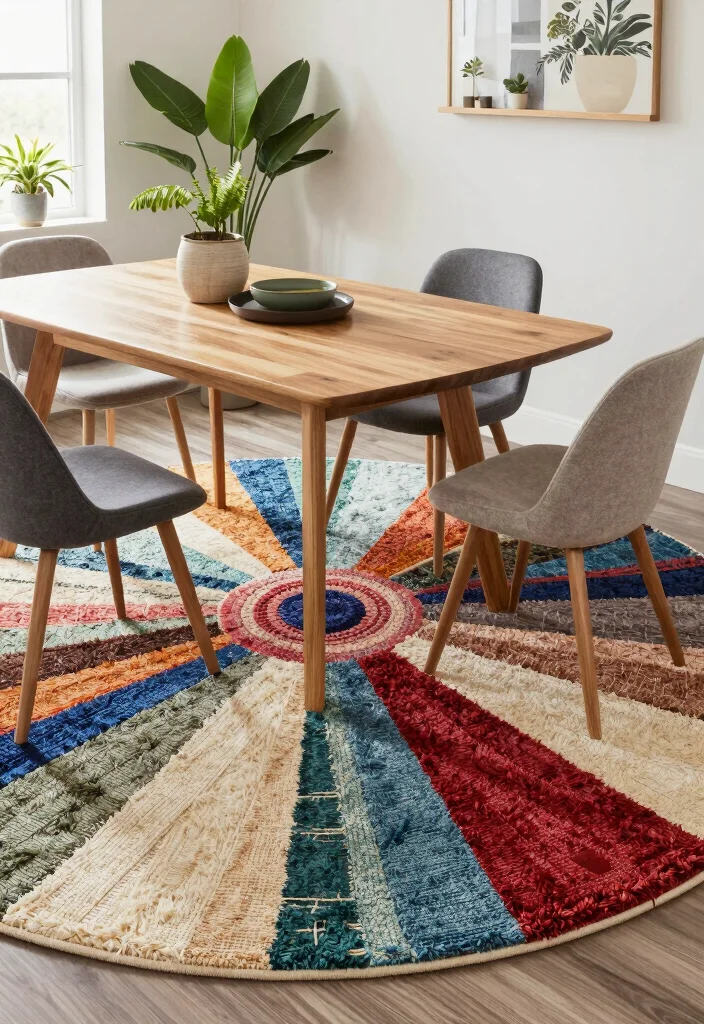 16 Round Dining Room Rug Ideas That Balance Your Space 66 16 Round Dining Room Rug Ideas That Balance Your Space - 16. Sustainable Recycled Rugs 1