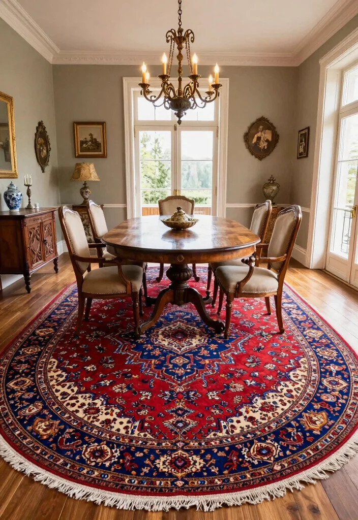 16 Round Dining Room Rug Ideas That Balance Your Space 14 16 Round Dining Room Rug Ideas That Balance Your Space - 4. Vintage Persian Charm 1