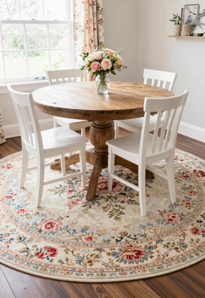 16 Round Dining Room Rug Ideas That Balance Your Space 38 16 Round Dining Room Rug Ideas That Balance Your Space - 8. Elegant Floral Patterns 1
