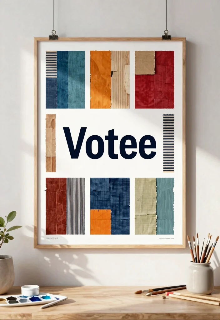 16 Voters Poster Ideas That Stand Out Boldly - 3. Upcycled Materials 1