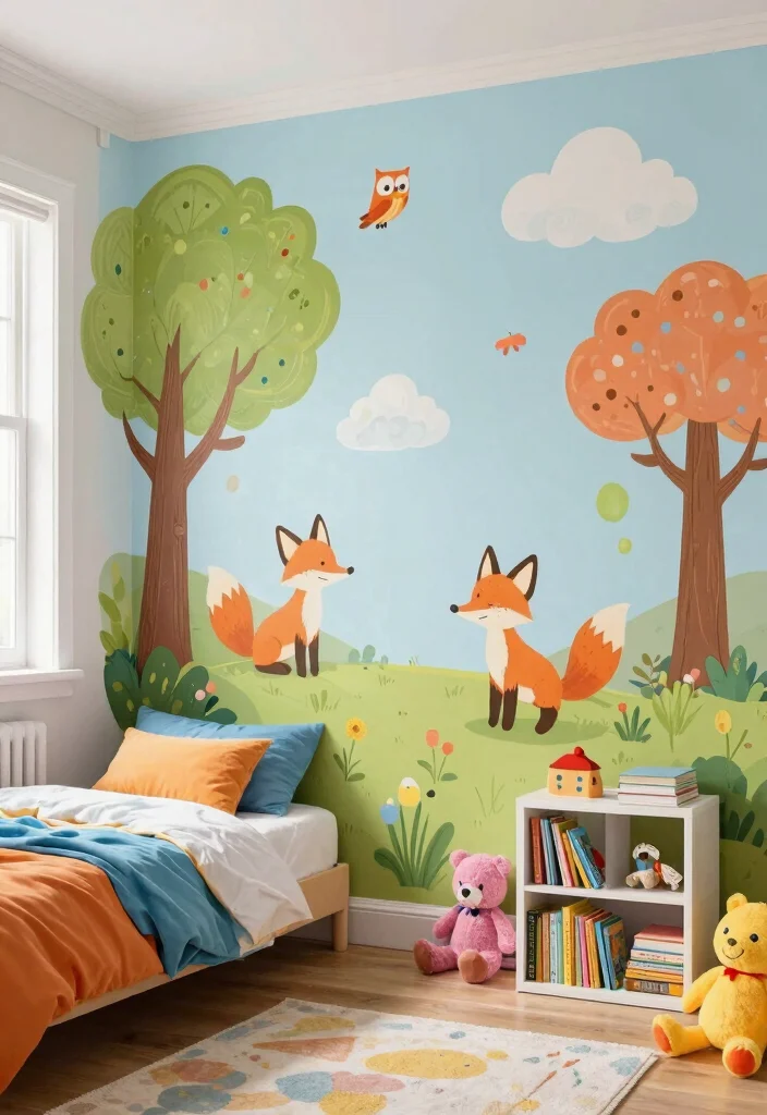 16 Wall Decor Kids Room Ideas Full of Fun - 1. Whimsical Wall Murals 1