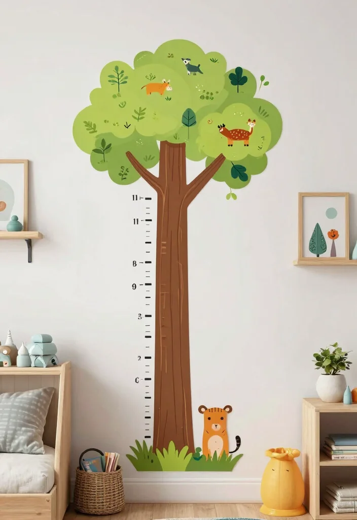 16 Wall Decor Kids Room Ideas Full of Fun - 12. Creative Growth Charts 1