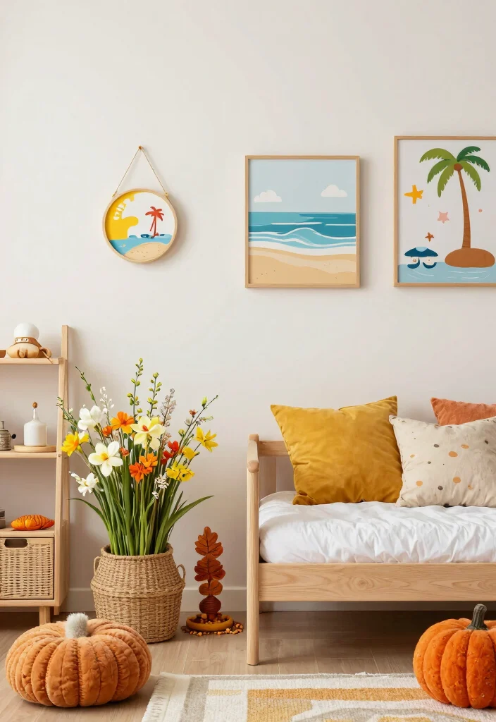 16 Wall Decor Kids Room Ideas Full of Fun - 16. Seasonally Swappable Decor 1