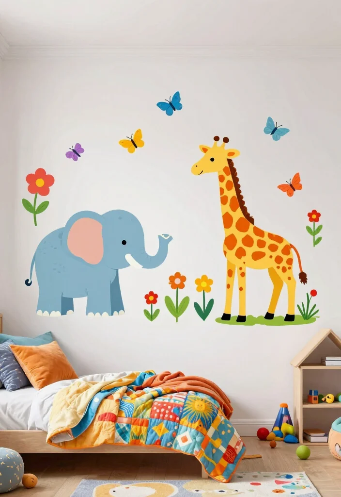 16 Wall Decor Kids Room Ideas Full of Fun - 3. Playful Wall Stickers 1