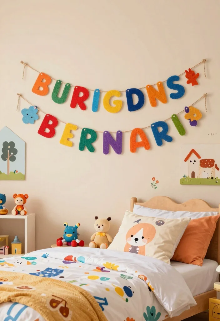 16 Wall Decor Kids Room Ideas Full of Fun - 4. Personalized Name Banners 1