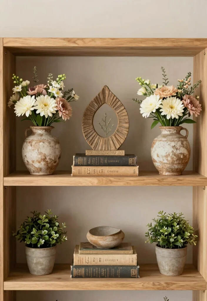 17 Farmhouse Shelf Decor Living Room Ideas That Feel Cozy 65 17 Farmhouse Shelf Decor Living Room Ideas That Feel Cozy - 15. Creating Balance with Symmetry 1