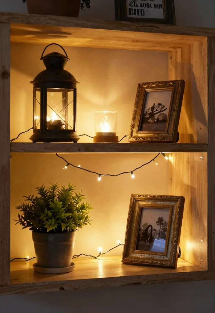 17 Farmhouse Shelf Decor Living Room Ideas That Feel Cozy 24 17 Farmhouse Shelf Decor Living Room Ideas That Feel Cozy - 4. Layered Lighting Effects 1