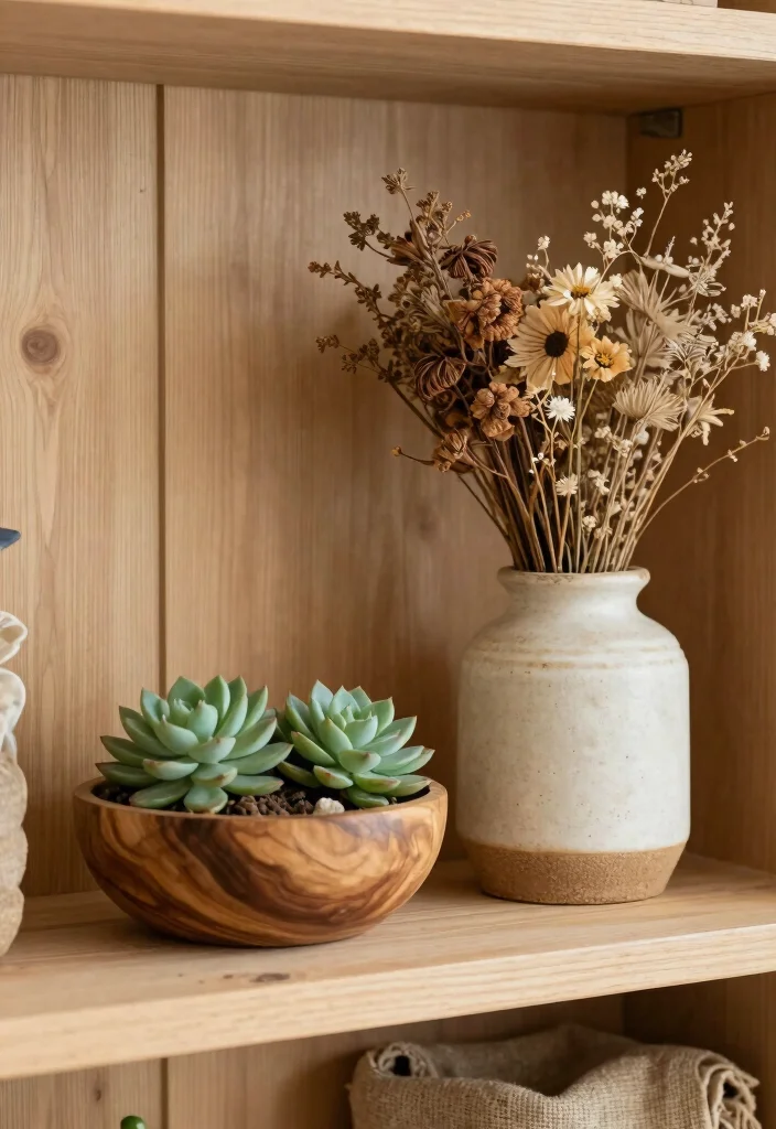 17 Farmhouse Shelf Decor Living Room Ideas That Feel Cozy 25 17 Farmhouse Shelf Decor Living Room Ideas That Feel Cozy - 5. Natural Elements for Freshness 1