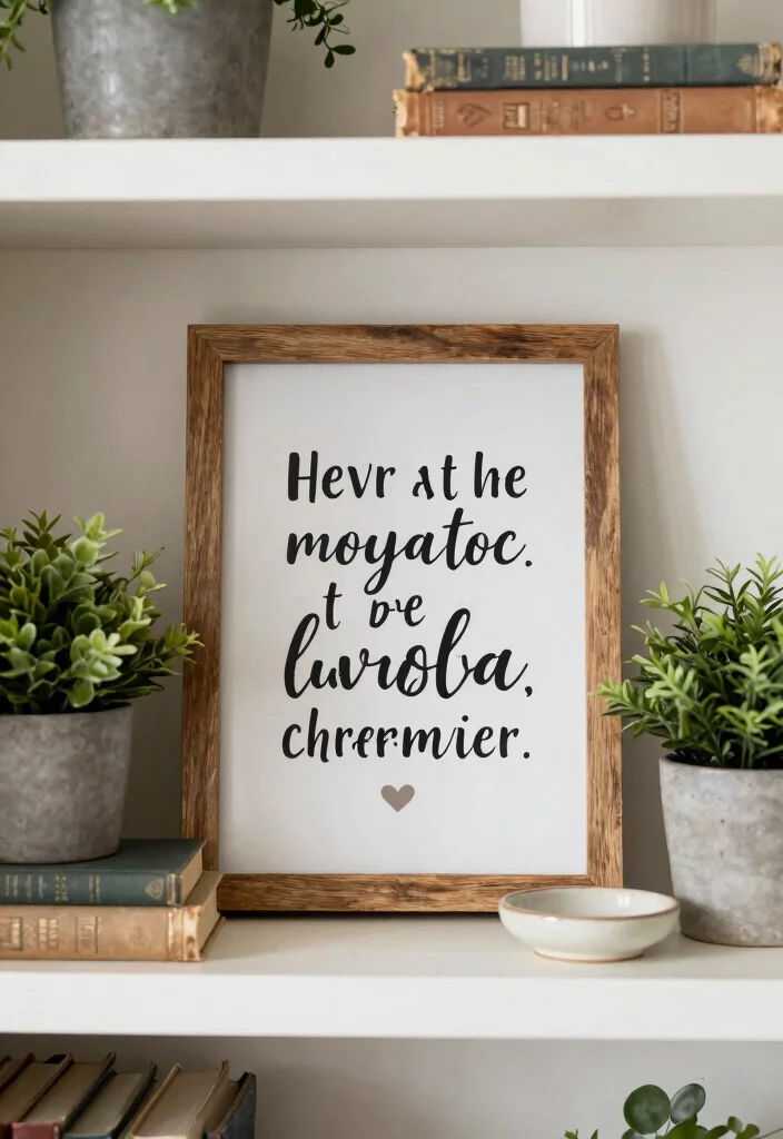 17 Farmhouse Shelf Decor Living Room Ideas That Feel Cozy 26 17 Farmhouse Shelf Decor Living Room Ideas That Feel Cozy - 6. Use of Signs and Quotes 1