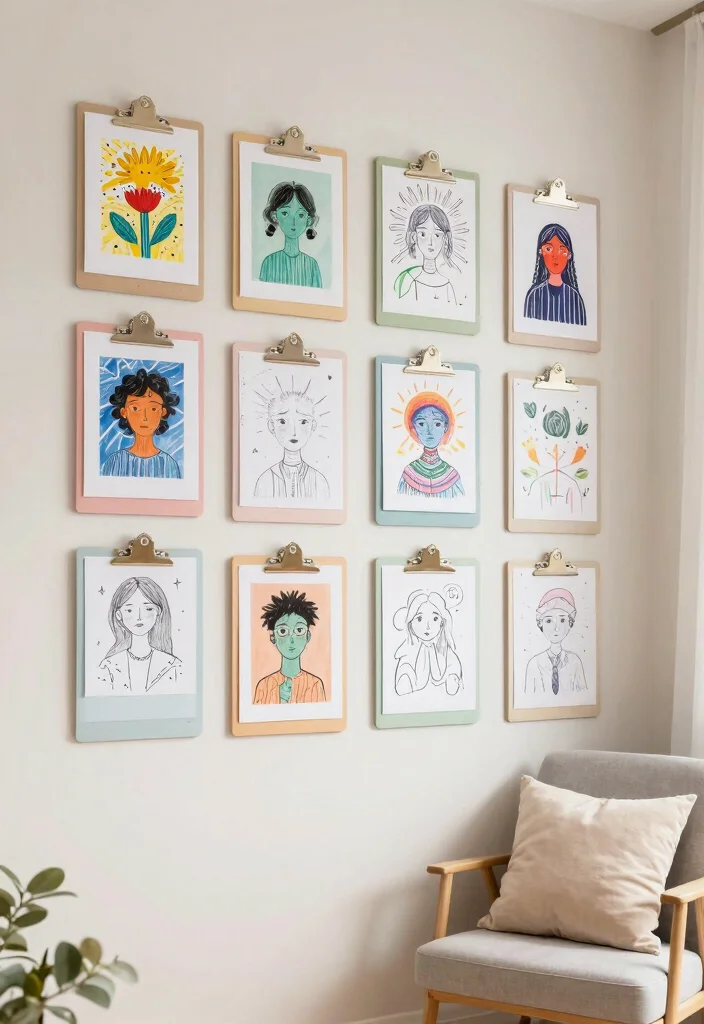 17 Girl Room Wall Decor Ideas That Feel Cute & Stylish - 12. Creative Clipboards for Art Display 1