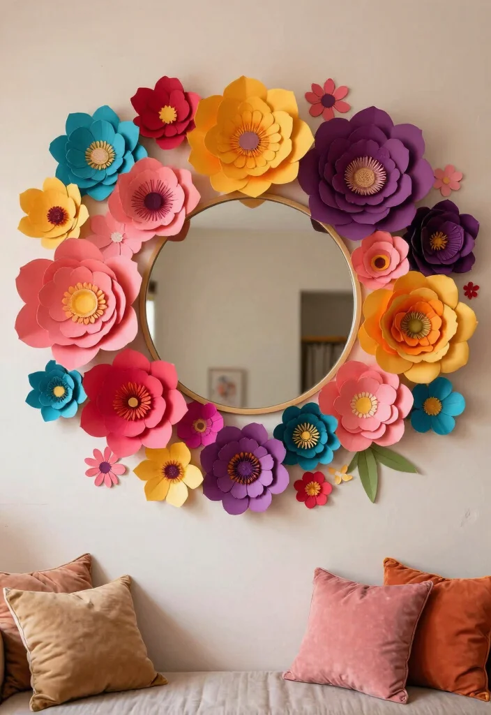 17 Girl Room Wall Decor Ideas That Feel Cute & Stylish - 15. Vibrant Paper Flowers 1