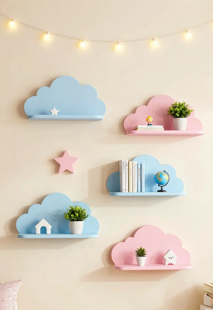 17 Girl Room Wall Decor Ideas That Feel Cute & Stylish - 4. Whimsical Floating Shelves 1