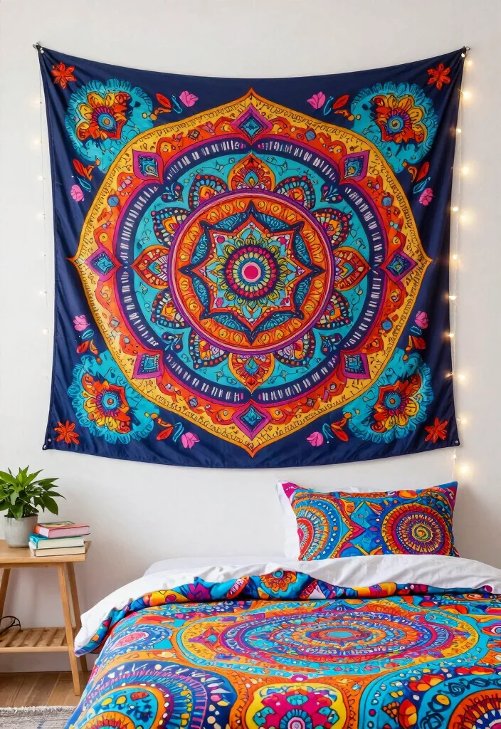 17 Girl Room Wall Decor Ideas That Feel Cute & Stylish - 6. Fun and Colorful Tapestries 1