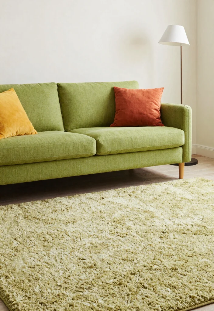 17 Green Couch Rug Ideas That Match Perfectly - 8. Textured Shag Rugs 1