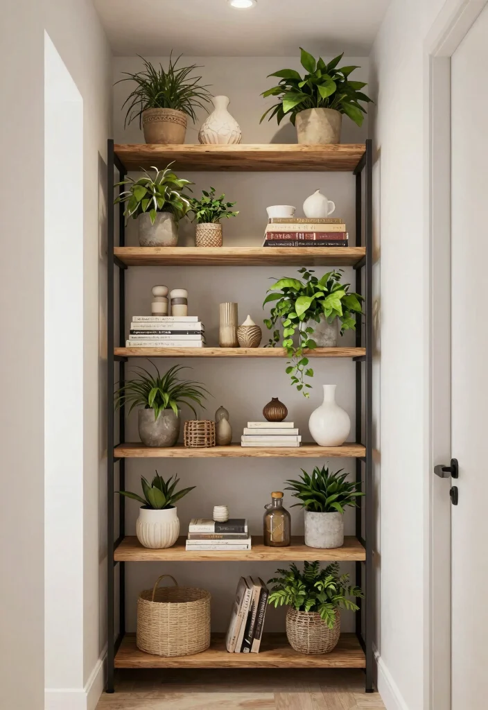 17 Hallway Shelf Ideas That Maximize Narrow Spaces 43 17 Hallway Shelf Ideas That Maximize Narrow Spaces - 13. Multi-tiered Shelving Units for Vertical Storage 1