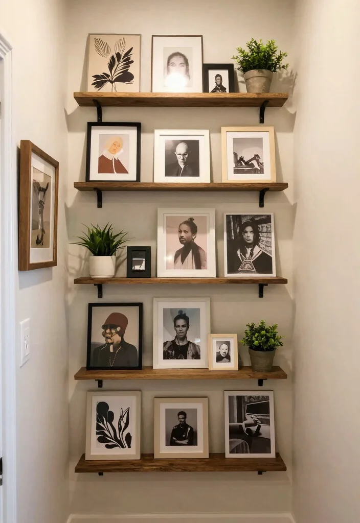 17 Hallway Shelf Ideas That Maximize Narrow Spaces 44 17 Hallway Shelf Ideas That Maximize Narrow Spaces - 14. Artistic Wall Displays for Personal Touch 1